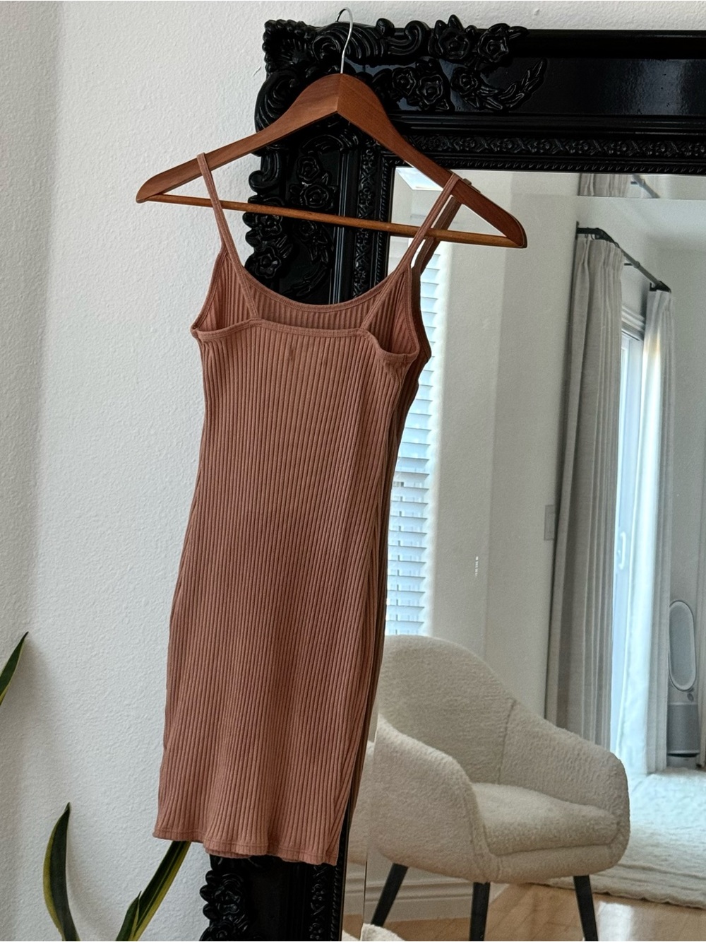 Wild Fable | Women’s Dusty Rose Ribbed Bodycon Midi Dress - Picture 2 of 3